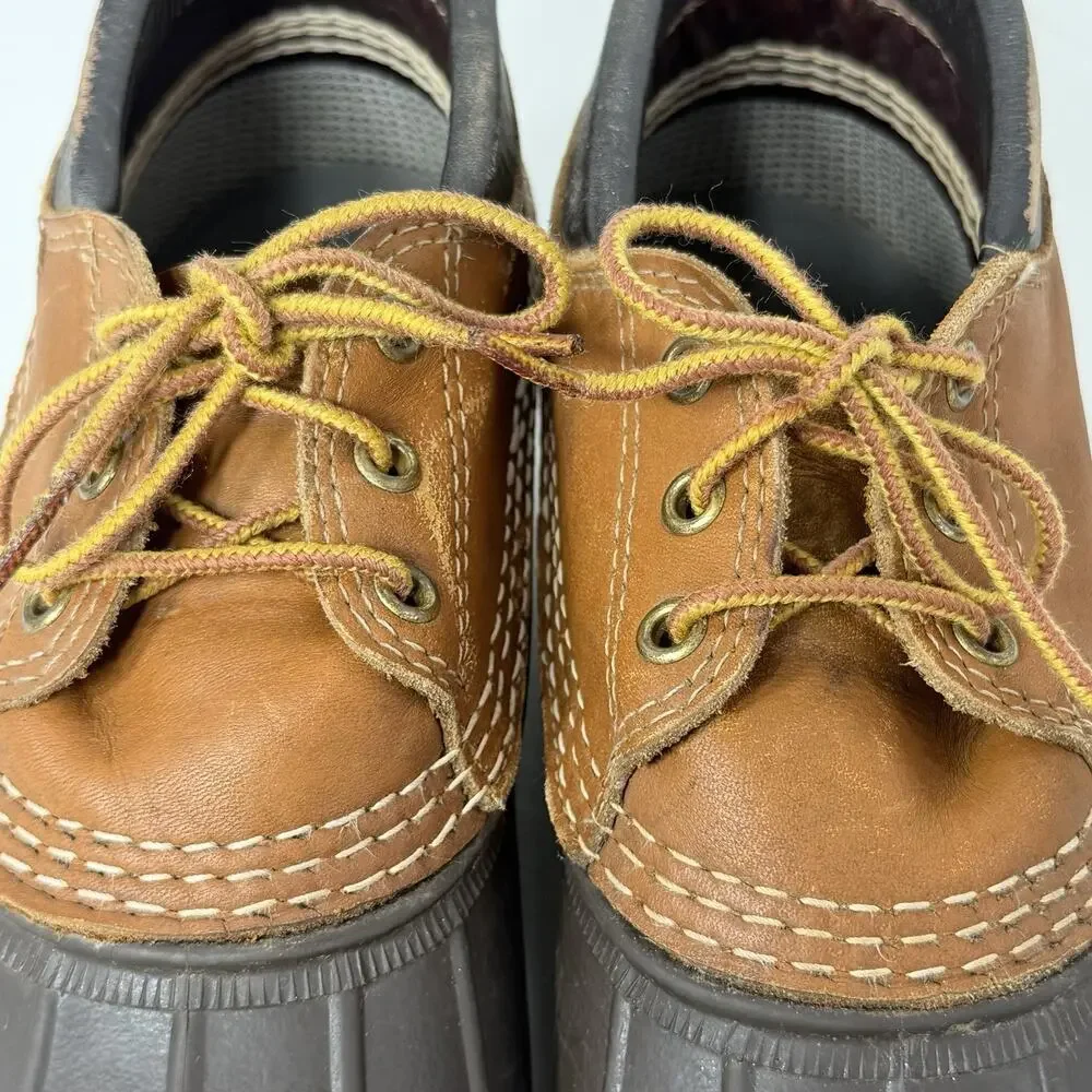 LL Bean Maine Hunting Shoe Men 9 Narrow GN Brown Low Top Duck Boots VTG USA GUC